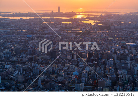 Osaka Cityscape: Evening view of downtown Osaka 128230512