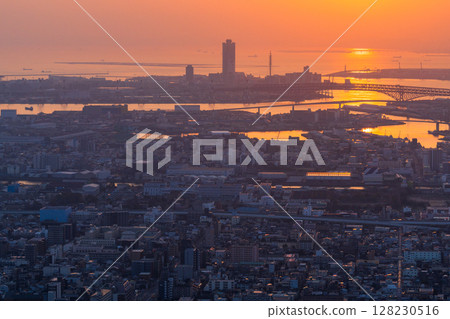 Osaka Cityscape: Evening view of downtown Osaka 128230516