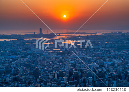 Osaka Cityscape: Evening view of downtown Osaka 128230518