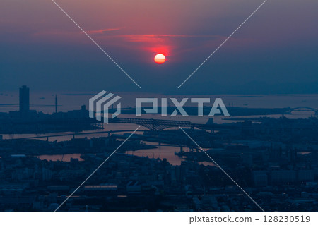 Osaka Cityscape: Evening view of downtown Osaka 128230519