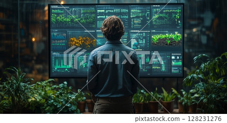 a futuristic smart farming control center, a...-插圖素材 [128231276] - PIXTA圖庫