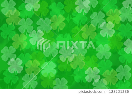 Vibrant green shamrock pattern representing Irish culture and festive celebration 128231286