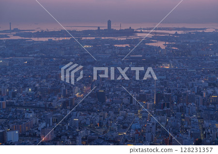 Osaka Prefecture: Night view of Osaka city and downtown Osaka Prefecture: Night view of Osaka city and downtown 128231357