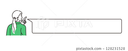 Simple illustration of a smiling businesswoman and a speech bubble 128231528