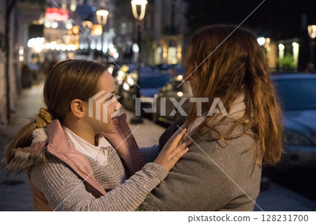 Mother and daughter having fun together. Happy female family 128231700