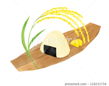 一套稻穗和飯糰水彩畫 一套稻穗和飯糰水彩畫 128231716