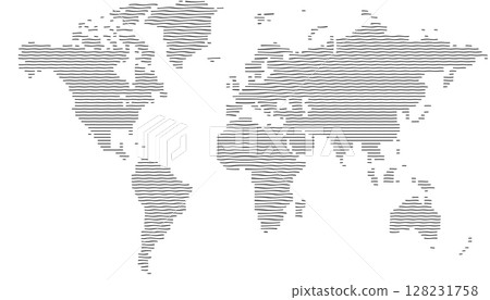 World Map Made of Wavy Lines 128231758