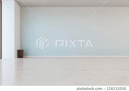 Spacious modern interior with light colors and minimal decor in an open layout 128232038