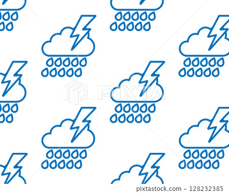 Pattern of thunderstorm clouds icons. Hand drawn, vector illustration 128232385
