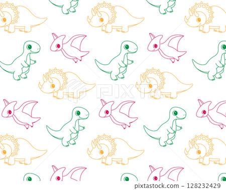 A pattern of cute dinosaurs. Vector outline illustration 128232429