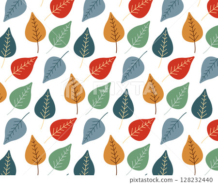 Colourful autumn leaves. Cosy pattern. Vector illustration 128232440