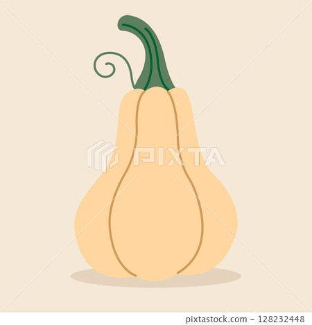 Ripe autumn pumpkin. Hand-drawn. Vector illustration in flat style Ripe autumn pumpkin. Hand-drawn. Vector illustration in flat style 128232448