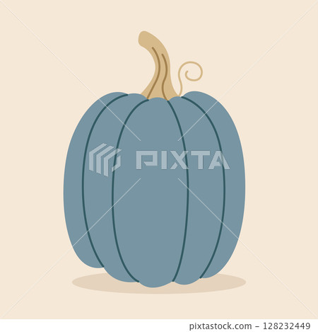 Ripe autumn pumpkin. Hand-drawn. Vector illustration in flat style 128232449