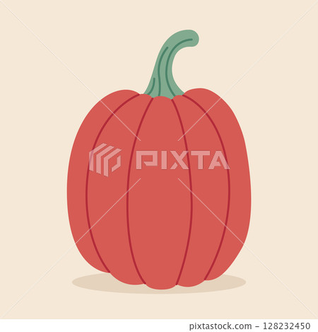 Ripe autumn pumpkin. Hand-drawn. Vector illustration in flat style 128232450