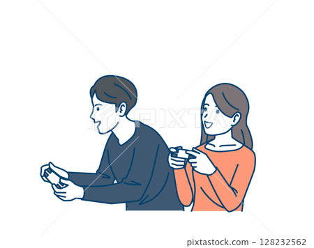 Illustration of a couple playing games Illustration of a couple playing games 128232562