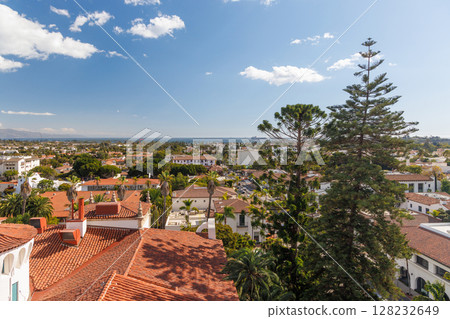 A breathtaking panoramic view of Santa Barbara from the historic courthouse A breathtaking panoramic view of Santa Barbara from the historic courthouse 128232649