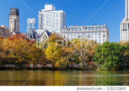 Central Park in New York City on a sunny autumn 128232663