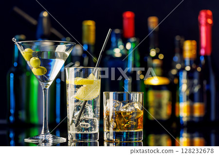 Various cocktails on a bar table Various cocktails on a bar table 128232678