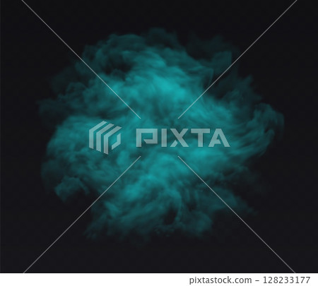 Smoke blue cloud on black transparent background. Fog vector effect Smoke blue cloud on black transparent background. Fog vector effect 128233177