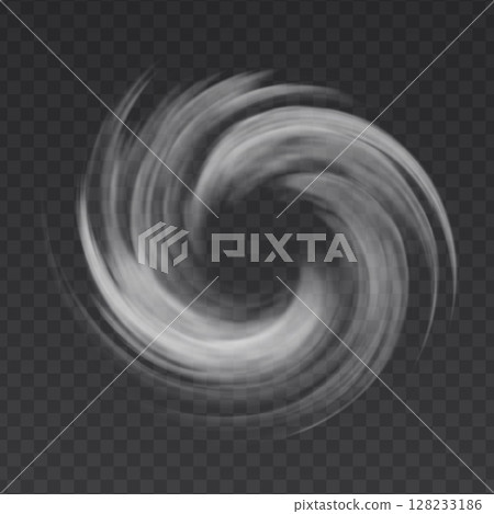 Air whit vortex vector effect isolated on transparent background. Circle wind flow swirl. 128233186