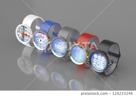 Group of colorful smartwatches 128233246