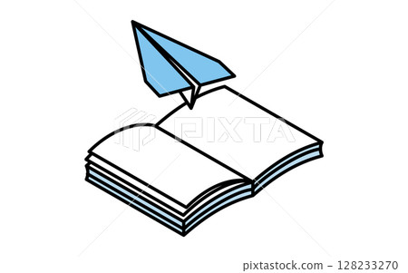 Open notebook and paper plane simple line icon, isometric illustration Open notebook and paper plane simple line icon, isometric illustration 128233270