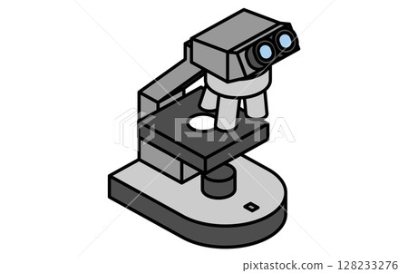 Microscope simple line icon, isometric illustration 128233276