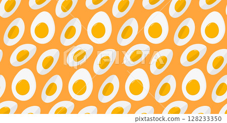 Hand Drawn Sliced Hard boiled egg Half and Quarters Seamless Pattern Culinary Food Banner Background Hand Drawn Sliced Hard boiled egg Half and Quarters Seamless Pattern Culinary Food Banner Background 128233350