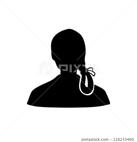 Monochrome icon of Japanese Edo period woman's Tamamusubi hairstyle Monochrome icon of Japanese Edo period woman's Tamamusubi hairstyle 128233460