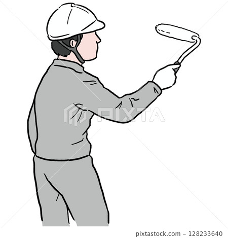Craftsman painting with a roller_Gray Craftsman painting with a roller_Gray 128233640