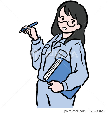 Female office worker at the construction site_Color 128233645