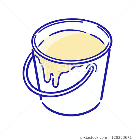 桶中油漆_淡黃色 128233671