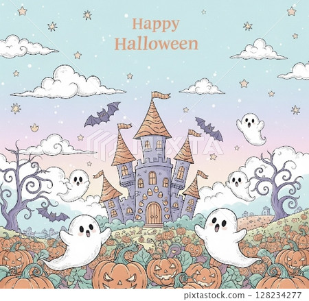 Beautiful and cute Halloween background illustration 128234277