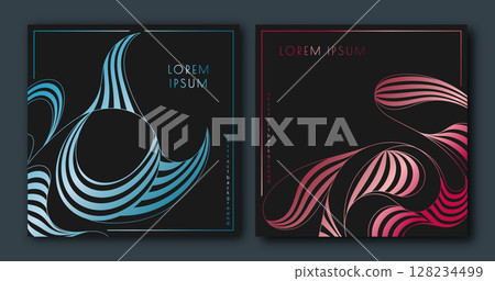 Colorful pattern of wavy lines. Template for interior design, packaging, social networks. An idea for creative design 128234499