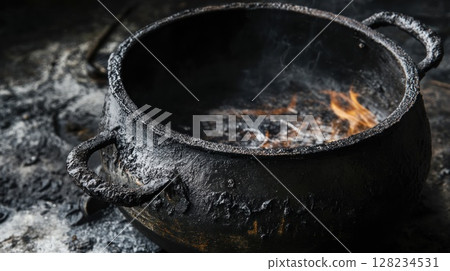 the boiling pot on the stove 128234531