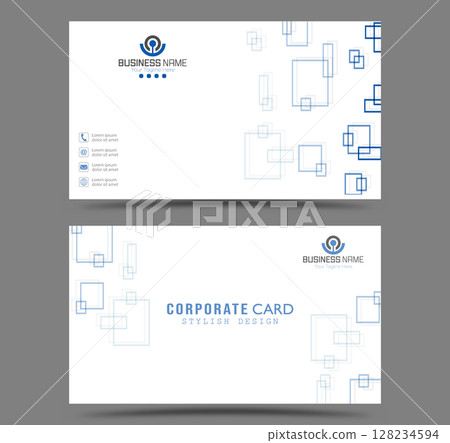 Business card. Double-sided business card design. Corporate and individual corporate style template 128234594