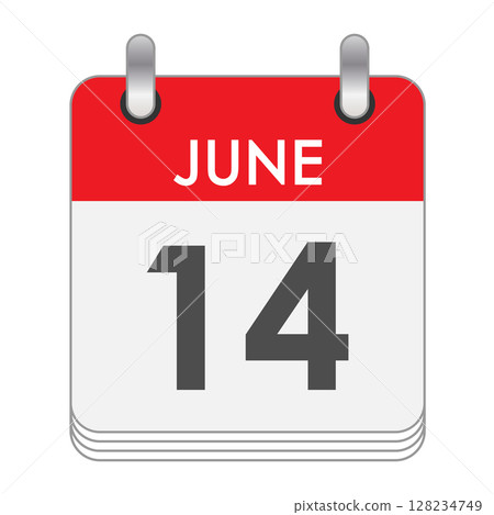 JUNE 14. A leaf of the flip calendar with the date of JUNE 14 128234749