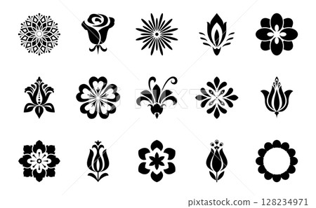 Flower icons set. Isolated elements for design. Vector graphics. Flower icons set. Isolated elements for design. Vector graphics. 128234971