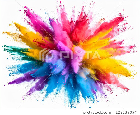 The moment the colorful powder bursts 128235054