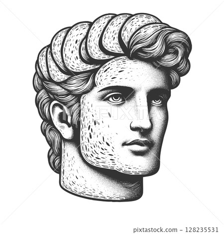 Male head made of Sliced Bread engraving vector 128235531