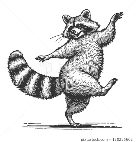 Dancing Raccoon raster illustration Dancing Raccoon raster illustration 128235602