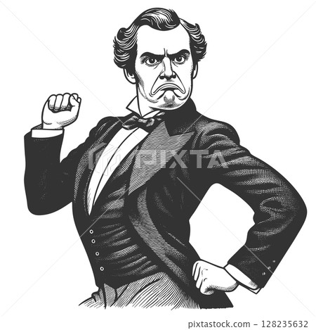 Dancing Gentleman engraving raster illustration 128235632