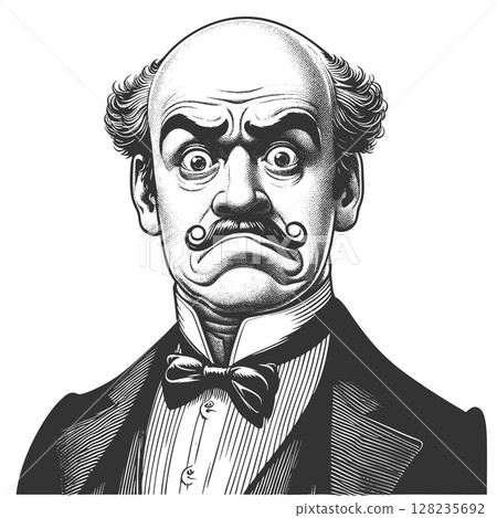 Funny Surprised Victorian Man with Wide Eyes 128235692