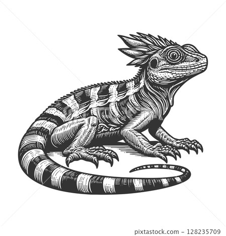 Lizard engraving sketch raster illustration Lizard engraving sketch raster illustration 128235709
