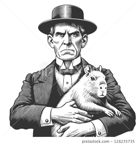 Gentleman Holding Capybara vector illustration Gentleman Holding Capybara vector illustration 128235735
