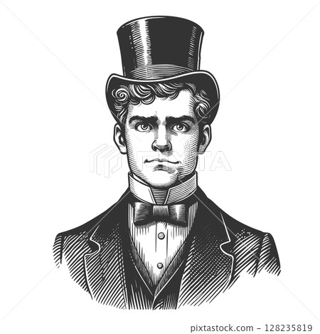 Victorian Gentleman engraving raster illustration Victorian Gentleman engraving raster illustration 128235819