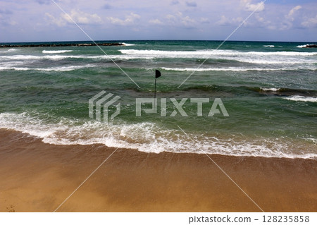 The Mediterranean coast in northern Israel 128235858