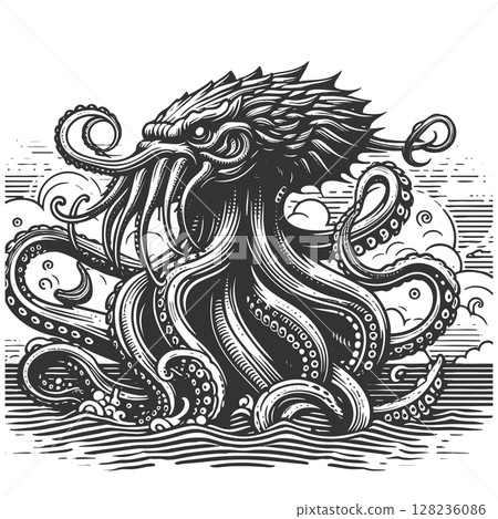 Octopus Kraken Creature with Tentacles vector Octopus Kraken Creature with Tentacles vector 128236086