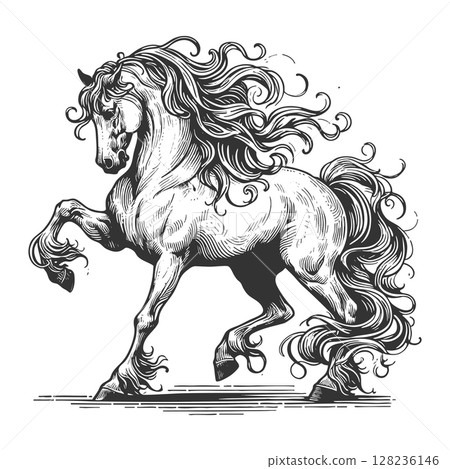 Majestic Horse Flowing Mane vector illustration 128236146