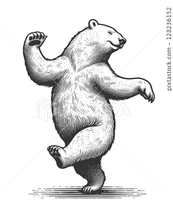 Dancing Polar Bear engraving vector illustration Dancing Polar Bear engraving vector illustration 128236152